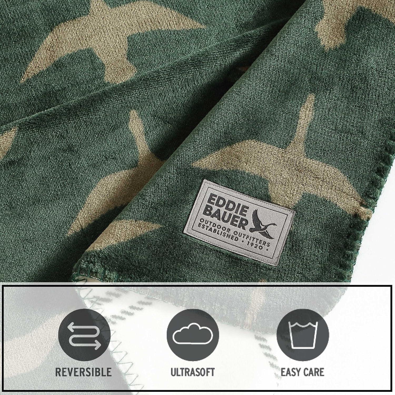 imageEddie Bauer Throw Blanket UltraSoft ampamp Reversible Plush Bedding Throw Blanket for Couch or Bed Geese Kettle Falls Plaid Green 60quot x 70quot