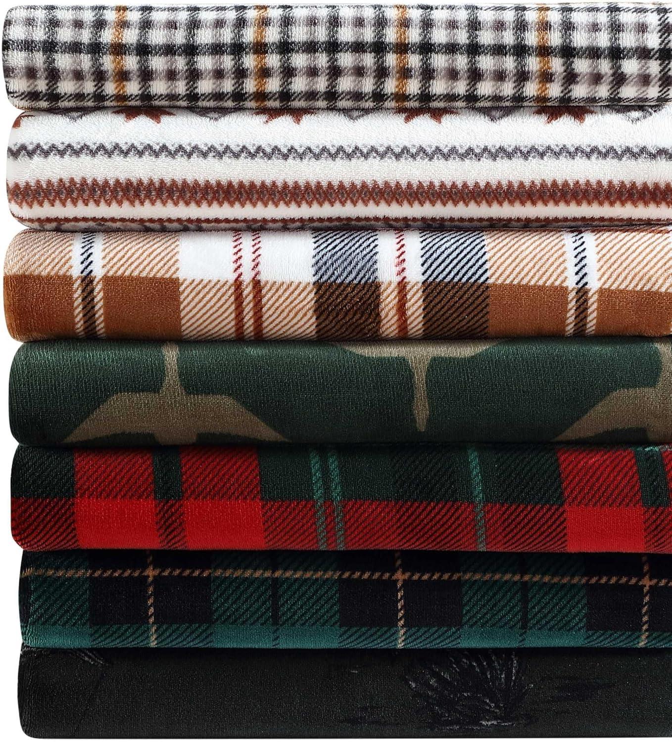 imageEddie Bauer Throw Blanket UltraSoft ampamp Reversible Plush Bedding Throw Blanket for Couch or Bed Geese Kettle Falls Plaid Green 60quot x 70quot