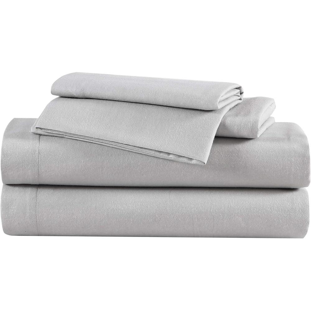 imageEddie Bauer  King Sheets Cotton Flannel Bedding Set Brushed for Extra Softness Bedding Set Grey KingGrey